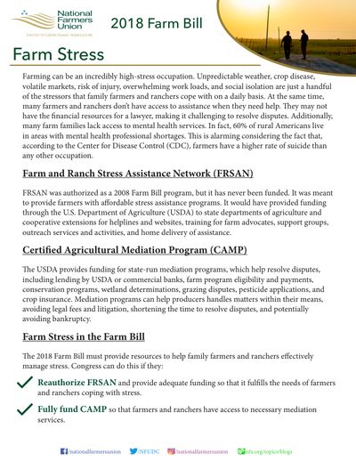 NFU policy brief: Farm Stress in the 2018 Farm Bill